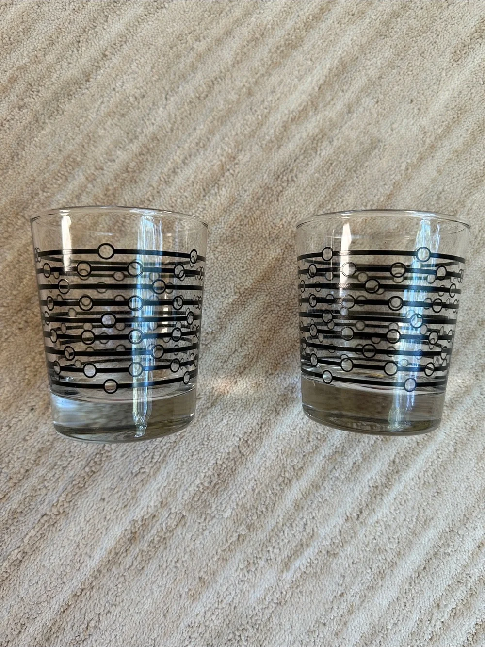 Set of 2 IKEA Space Age Lowball Tumblers Black and White Abstract Pattern 8 Oz